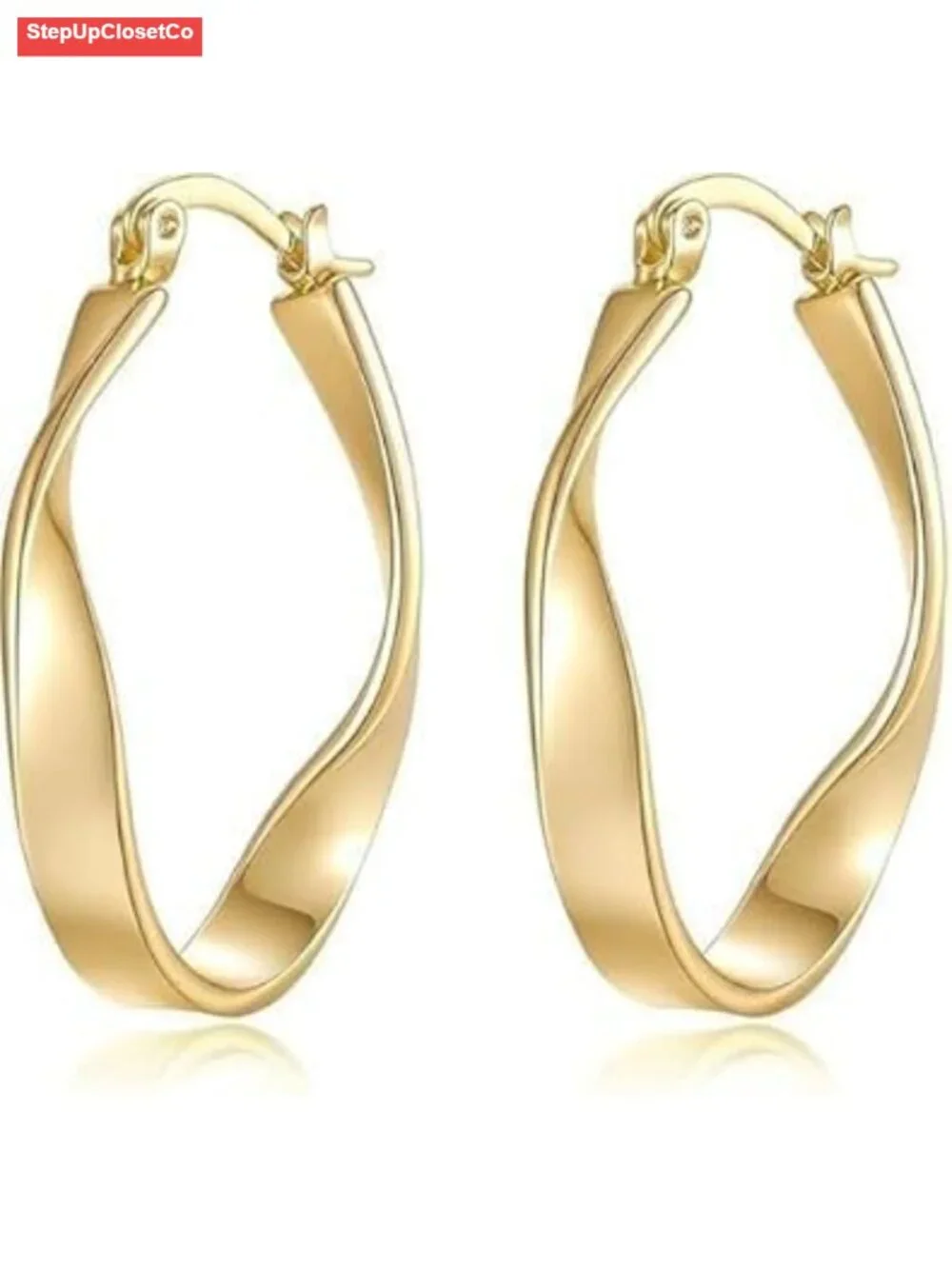 14K Gold Plated Fine Weave Hoop Earrings for Women Lightweight